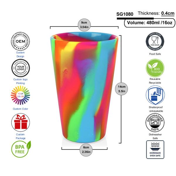 Silipint Stemless Wine Glasses 480ml Colorful Original Silicone Pint Cup
