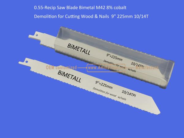 Recip Saw Blade Bimetal M42 8% cobalt Demolition for Cutting Wood & Nails  9 225mm 10/14T,Power Tools