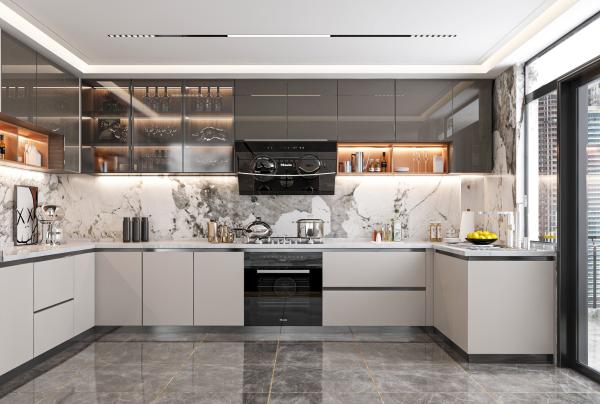 Set de gabinete de cocina moderno con despensa - colores y materiales personalizables