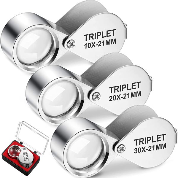 30X 21mm Black Folding Magnifier Loupe Portable Handheld Pocket Mini Magnifying Glass with Protective Case for Reading