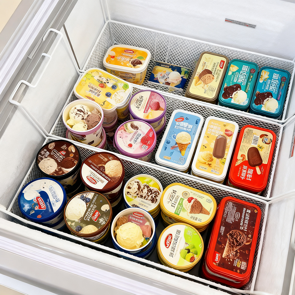 Glass Door Island Freezer 280W Commercial Glass Top Freezer With LED Lighting
