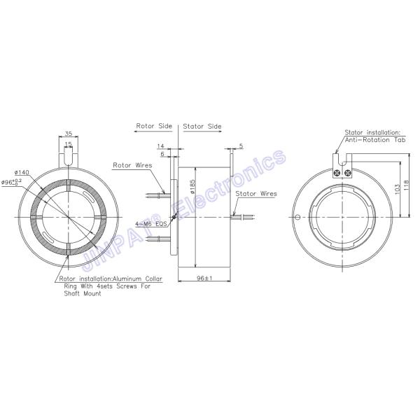 LPT096 300 оборотов в минуту через отверстие скользящего кольца внутренний диаметр 96 мм