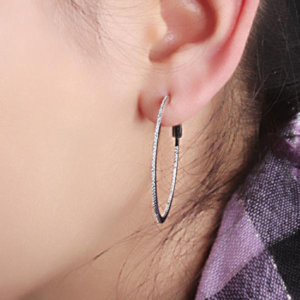 18K White Gold 0.39 Carat Daimonds Hoop Earrings for Women Gift (GDE021)