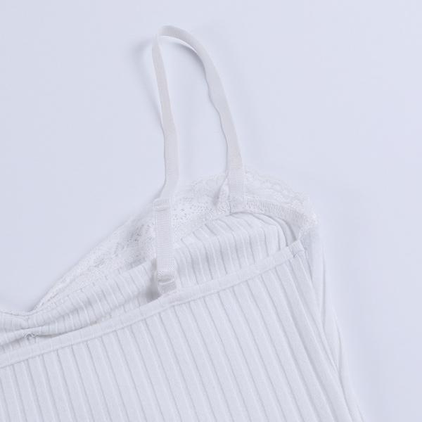 Low Cut 102cm Sexy Women Dresses Lace Stitching Sleeveless