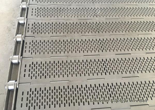 Food Processing Slat Chain Conveyor , Lightweight Heat Resistant Conveyor Belt