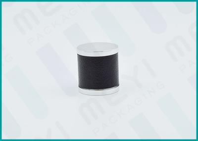 Tamanho personalizado superior de prata da forma redonda de tampões de garrafa do perfume com couro preto