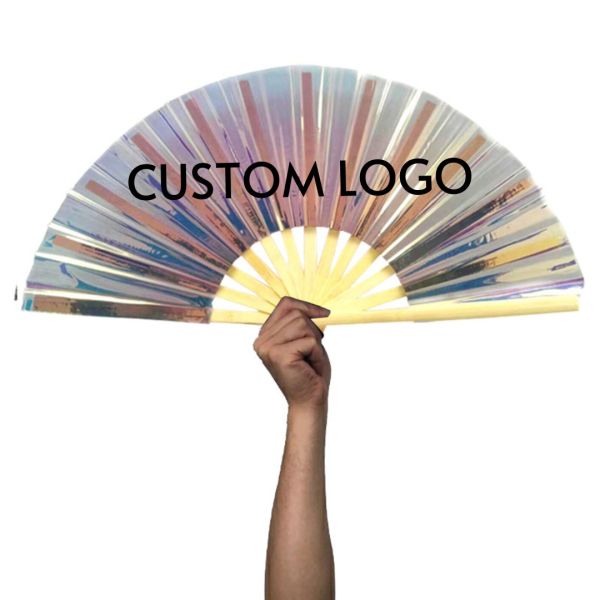 Large Hand Folding Fans 33cm SHADE Design High Premium Bamboo Clack Custom Rave Fan for Party Wedding