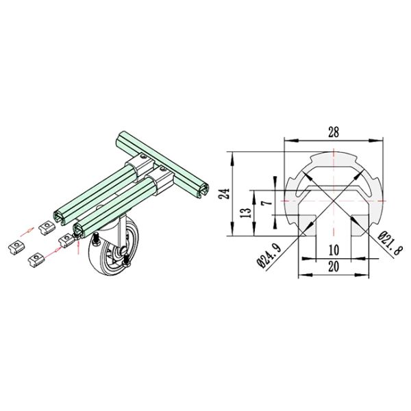 Third Generation Aluminum Alloy Lean Pipe Material Rack For Automotive Parts Lean Tube Trolley Rack For Auto Parts Storage and Transportation