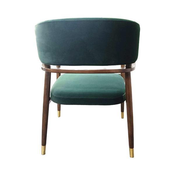 Skin Friendly Light Luxury Hotel Furniture Solid Wood Armrest Silky Velvet Dining Chair