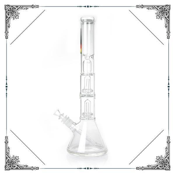 ZOB 18 Inches Tall Glass Beaker Bong With Double Showerhead Perc Hookah Pipes