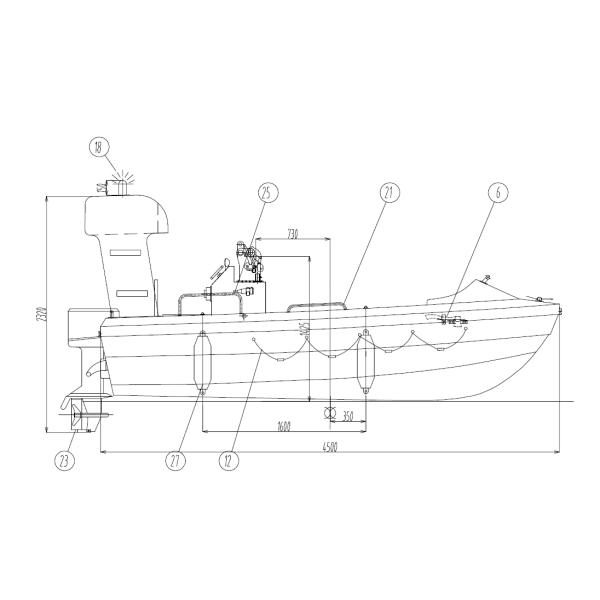 6 оборудование спасения жизни корабля спасательной лодки людей 4.54m GRP быстрое