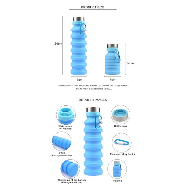 FDA Standard 550ML Silicone Expandable Water Bottle