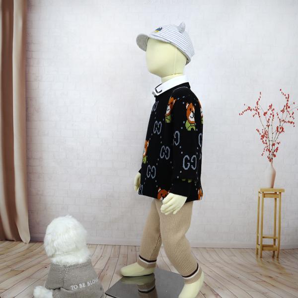 Children's fake-shirt Collar faux shirt Collar neck Jacquard Knit Bear Pattern Boy Girl Kid Winter sweater