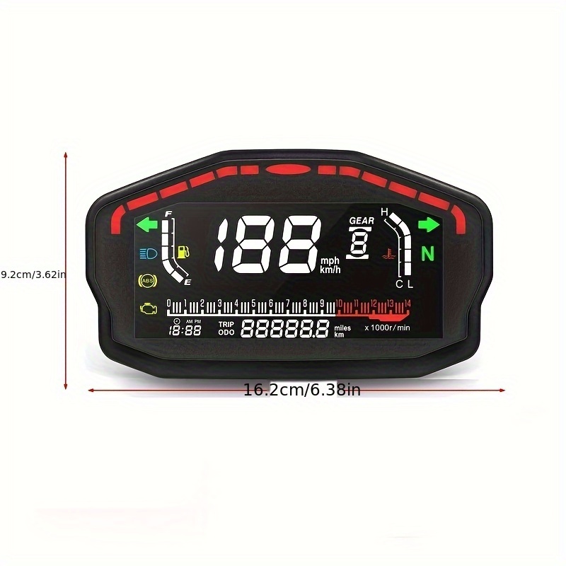 Universal Digital Odometer Tachometer Speedometer Meter for Motorcycle Adjustable Speed Range 1-6 Gears