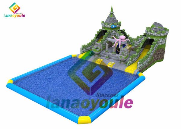 Amusement Kids Summer 0.55mm Inflatable Water Park With Pool Slide