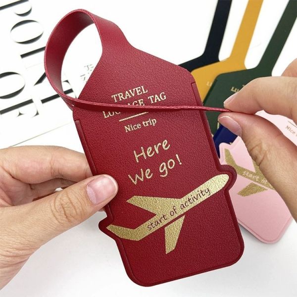 Bulk Blank PU Leather Luggage Tags Privacy Protection Airline Baggage Name Tags