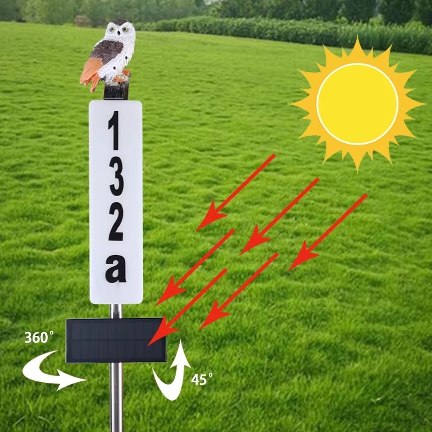Solar House Numbers Light Stake Sensor Solar Panel Address Sign for House Yard Light up House Numbers Night Metal Plaque Lights