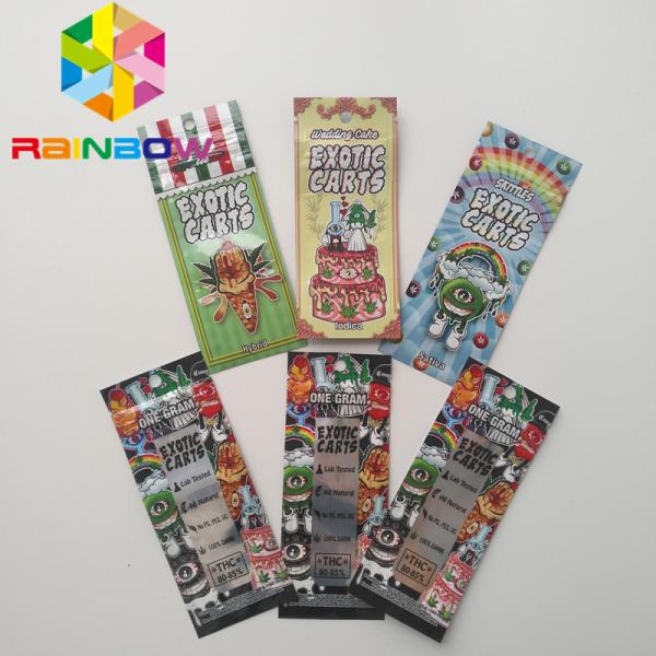 Mini Mylar k Bags , Mylar Food Packaging Exotic Carts Vape Cartridge Holographic