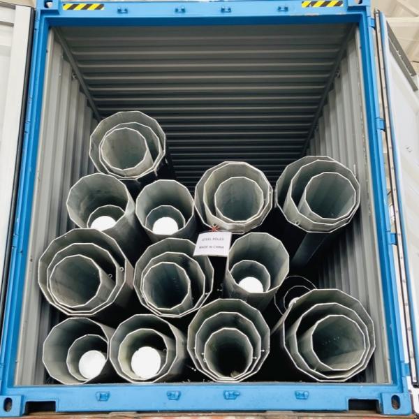 90FT 27M 8450KGF Load Q460 12 Sides Galvanized Transmission Steel Pole