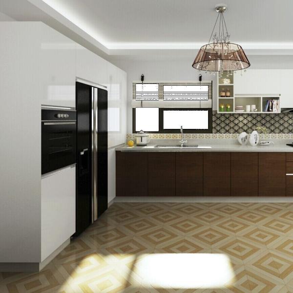 Cartão MDF Laca Armário de cozinha moderno Armário Mobiliário de unidade de armazenamento