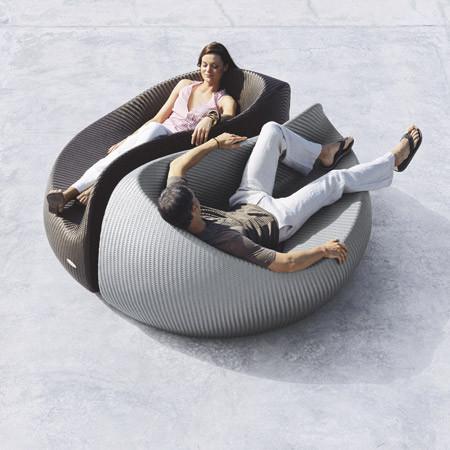 Grey Fashion Comfortable Outdoor Rattan Daybed For Beach / Pool