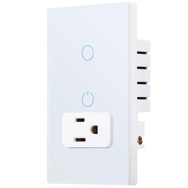 IOS / Android Compatibility Wifi Wall Socket 15A Smart Wall Outlets With 1 Gang Wifi Switch