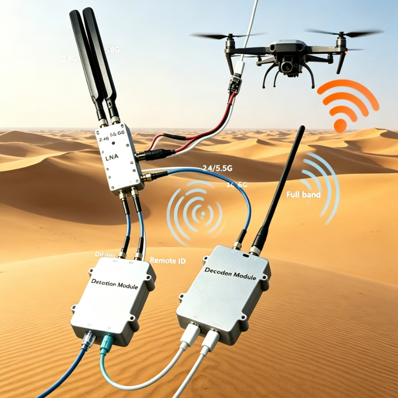 Wideband 70M-6G Multi Protocol Drone Detection Module Long Range High Sensitivity