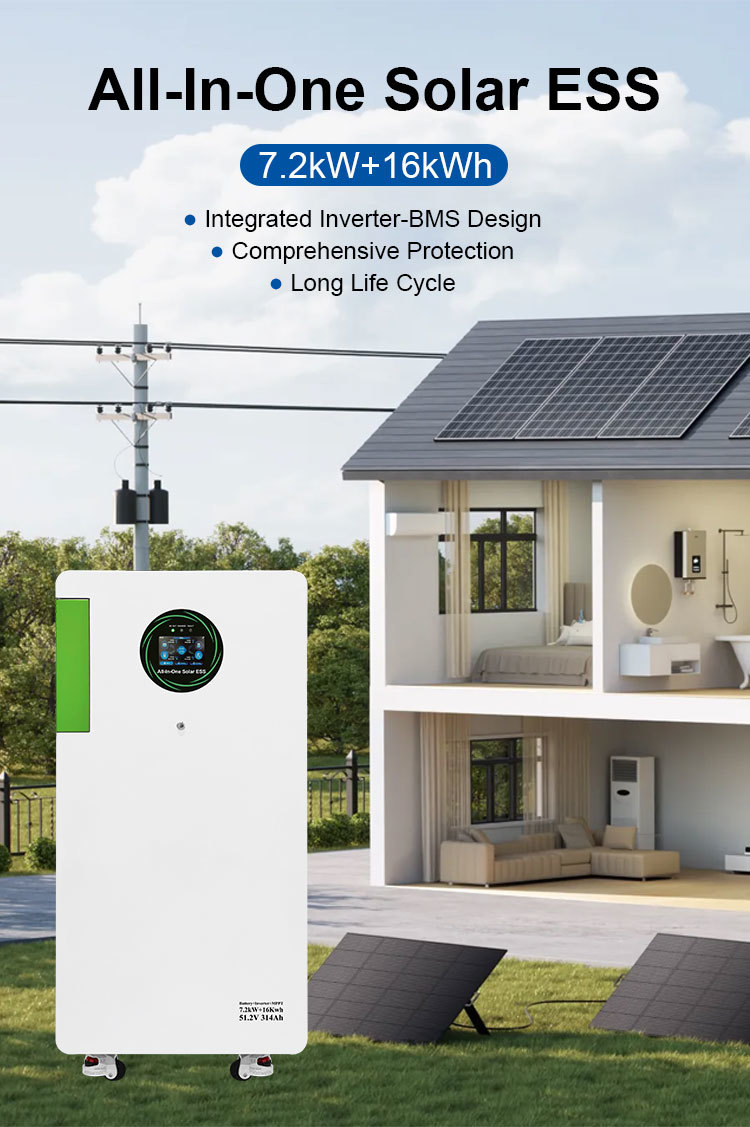 7.2KW US Split Phase All-in-One ESS with 16KWh 51.2V Lithium Battery Off-Grid Solar Storage System Factory OEM