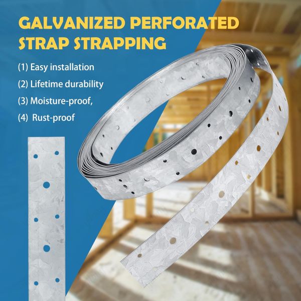Multipurpose Galvanized Steel Roll Strap – Roof, Wall, Ceiling & Floor Brace Tie