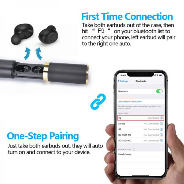 Наушник радиотелеграфа F9 Tws Bluetooth 5,0 в шлемофоне Earbuds спорта наушников наушников наушников уха хэндс-фри для телефона с Mic