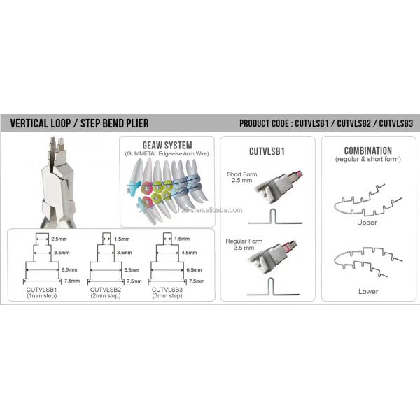Dentista Pliega de paso Plier Ortodoncia RMO Forcepciones con bucle vertical 1MM 2MM 3MM