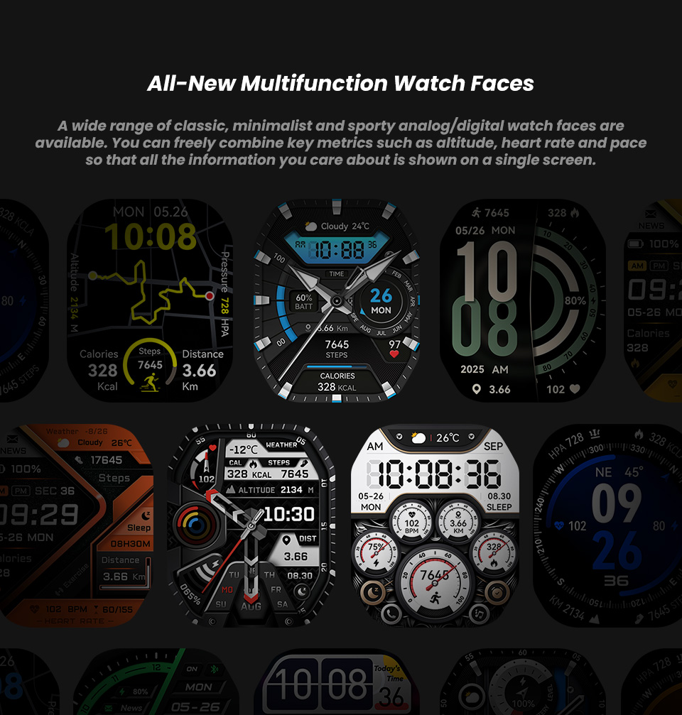 GPS Smart Watch C32 Pro 2ATM Waterproof Sports Watch Barometer Altimeter Compass 100+ Fitness Modes Running Cycling Answer Call