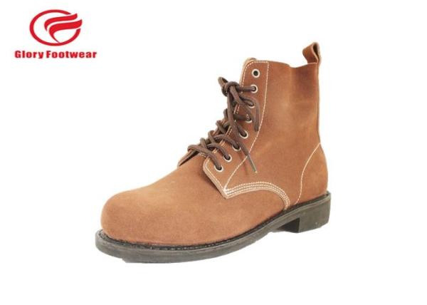 Water Resistant Steel Toe Goodyear Welt Safety Shoes With Suede Leather Rubber Outsole