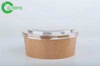 Bacias de salada 42oz de papel feitas sob encomenda descartáveis de Logo Printed Durable Brown Kraft com tampas claras