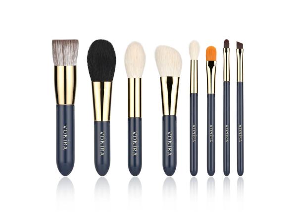 Logotipo por atacado natural da marca própria do cabelo 8Pcs Mini Travel Makeup Brushes Set da cabra
