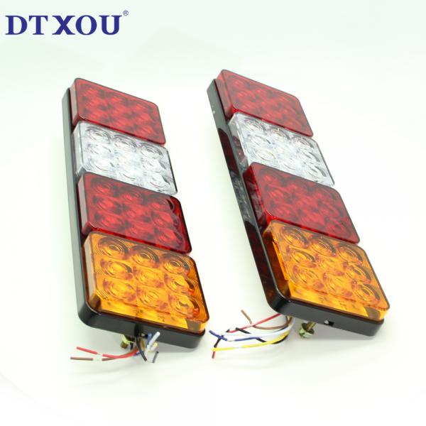 Red Yellow 12V 24V 3 Holes LED Tail Lights For Trucks