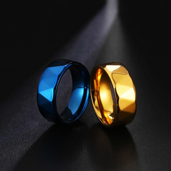 8MM Fashion Men Jewelry Gold Plating Rings Stainless Steel Punk Jewelry