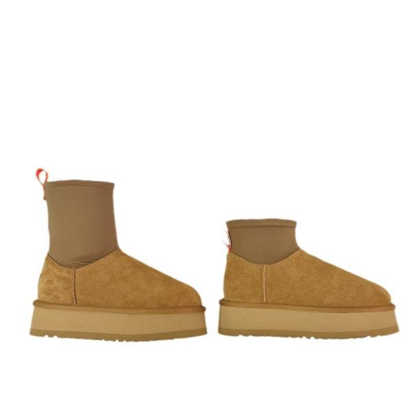 Slim Thick-Soled Pencil Boots Women'S New Winter Plus wool Thickened Snow Boots Women'S Outer Wear Cowhide Waterproof