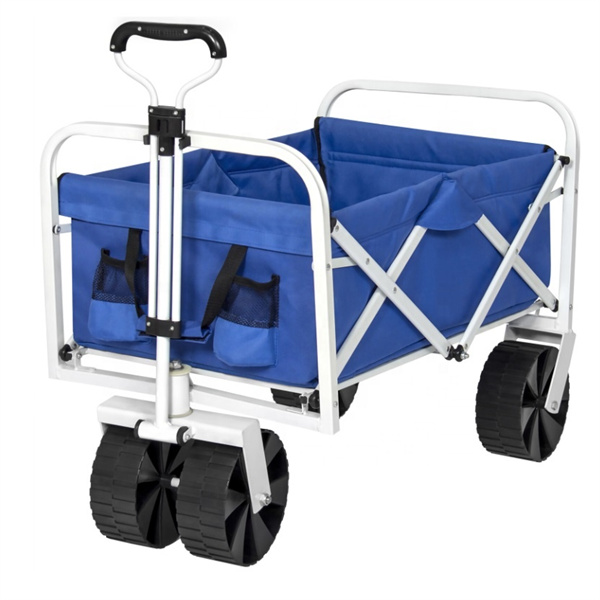 Retractable Handle Collapsible Camping Trolley Folding Wagon With Rubber Wheels PP