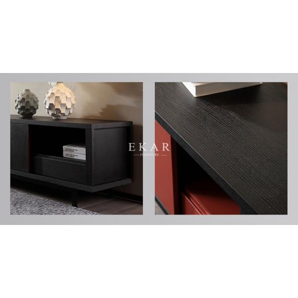 Foshan Metal Legs Simple Design Wooden Red Tv Stand