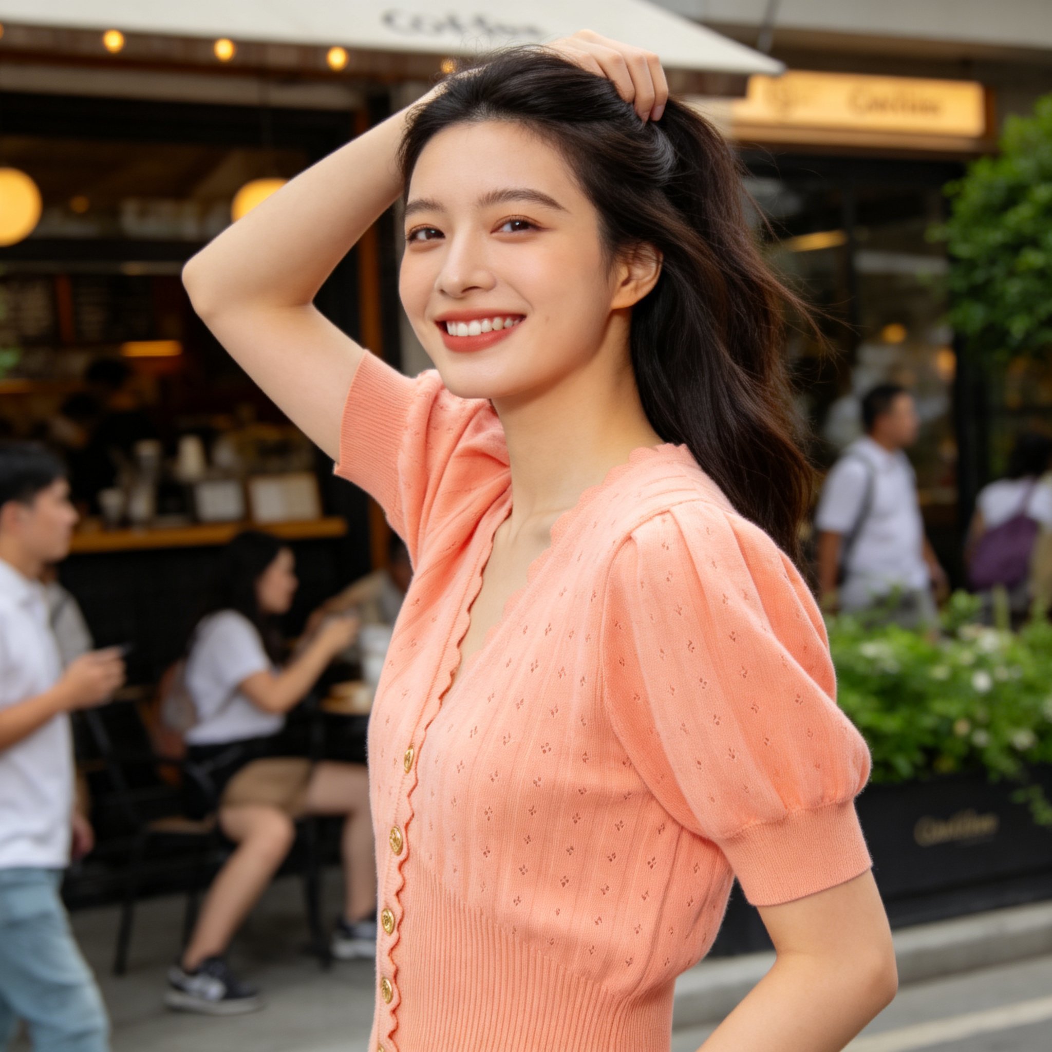 Custom Summer V-neck Breathable Women's Knit Cardigan Sweater