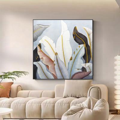 Modern Style Hand Painted Oil Painting Abstract Flower Textured Canvas Painting Framed