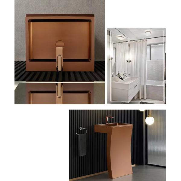 Modern Vanity Stainless Steel Pedestal Sink Floor Standing 7 Shape