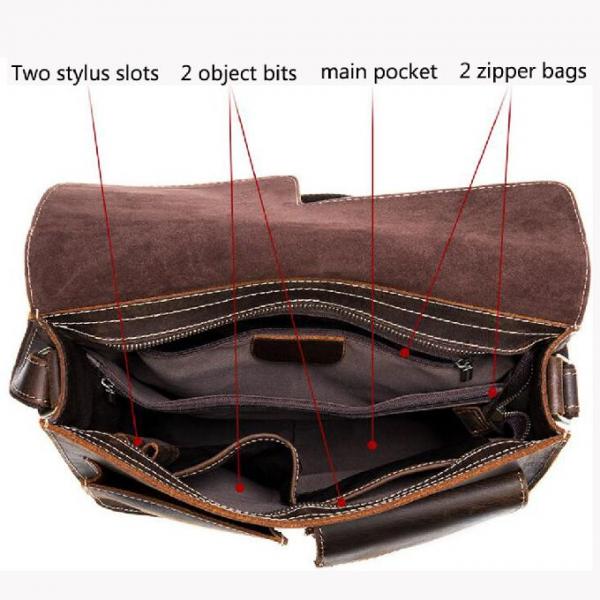 Сумки посыльного ноутбука Cowhide первого слоя людей ретро