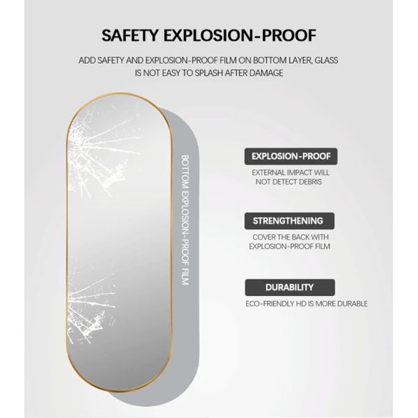 Modern Nordic Arch Shaped Bathroom Mirror , Full Length Wall Hanging Bathroom Mirror