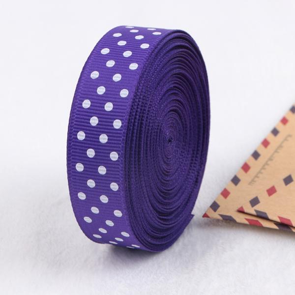 16mm White Polka Dot Printed Grosgrain Ribbon for in Double Face Style