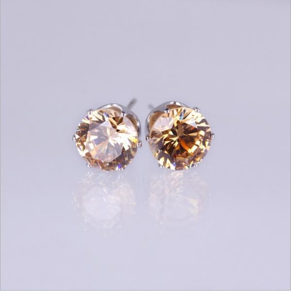 Colored round zircon imitation earrings