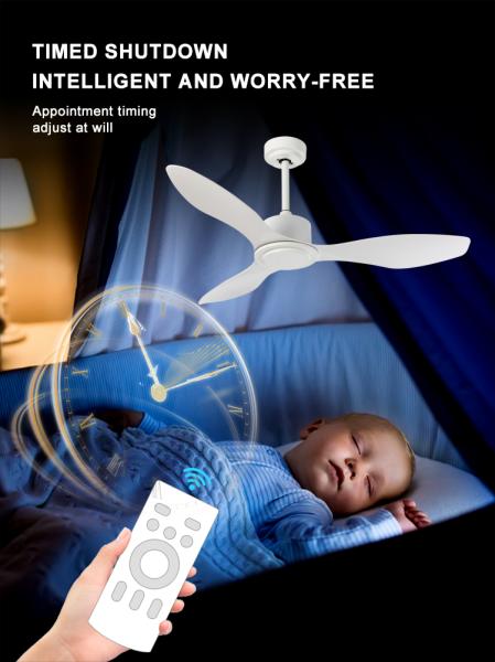 HFBH Modèle 630 Ventilateur de plafond design moderne 48 pouces avec pales en ABS blanc