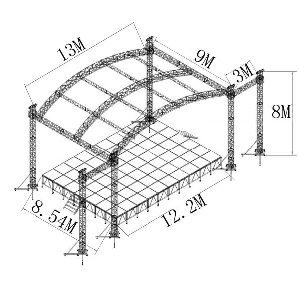 Arc Roof Tower System Stage Lighting Truss Spigot 6 Pillars Aluminum