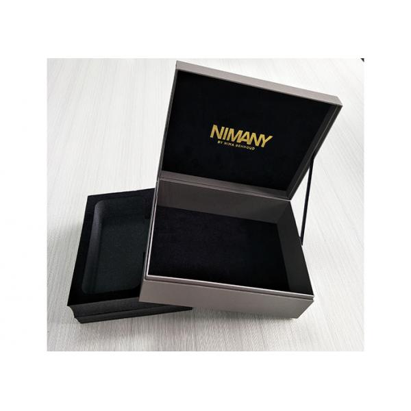 Grey 1200gsm Cardboard Book Shaped Box  Square Shape Jewelry Packaging Coated Paper